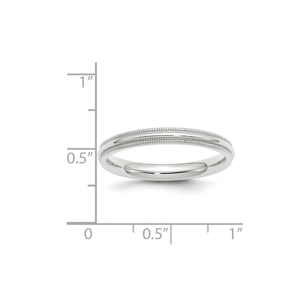 10k Yellow Or White Gold Milgrain Half Round Comfort Fit Wedding Band