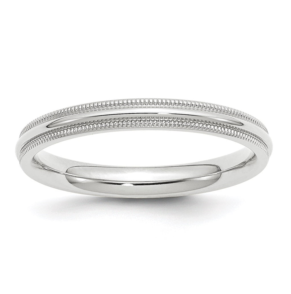 14k White Gold 3mm Milgrain Half Round Comfort Fit Wedding Band Size 4