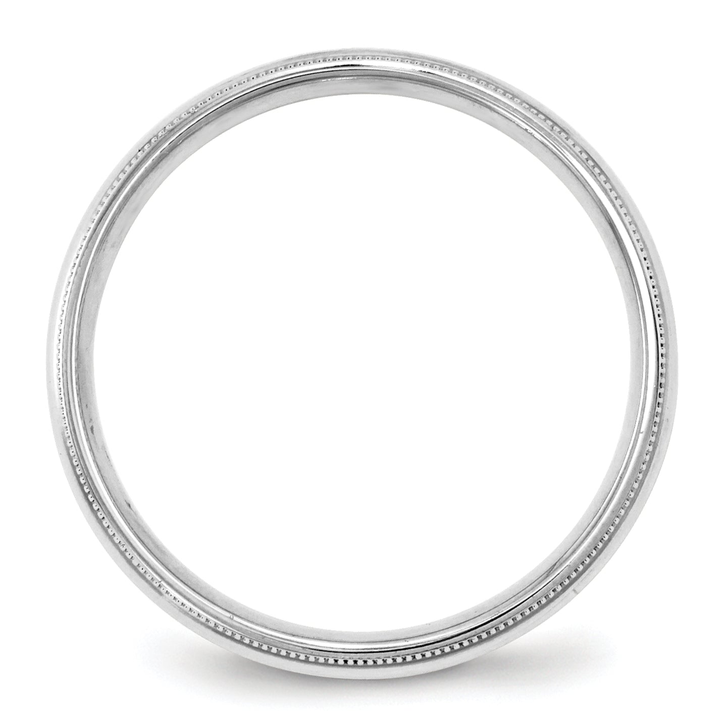 14k White Gold 4mm Milgrain Half Round Comfort Fit Wedding Band Size 5