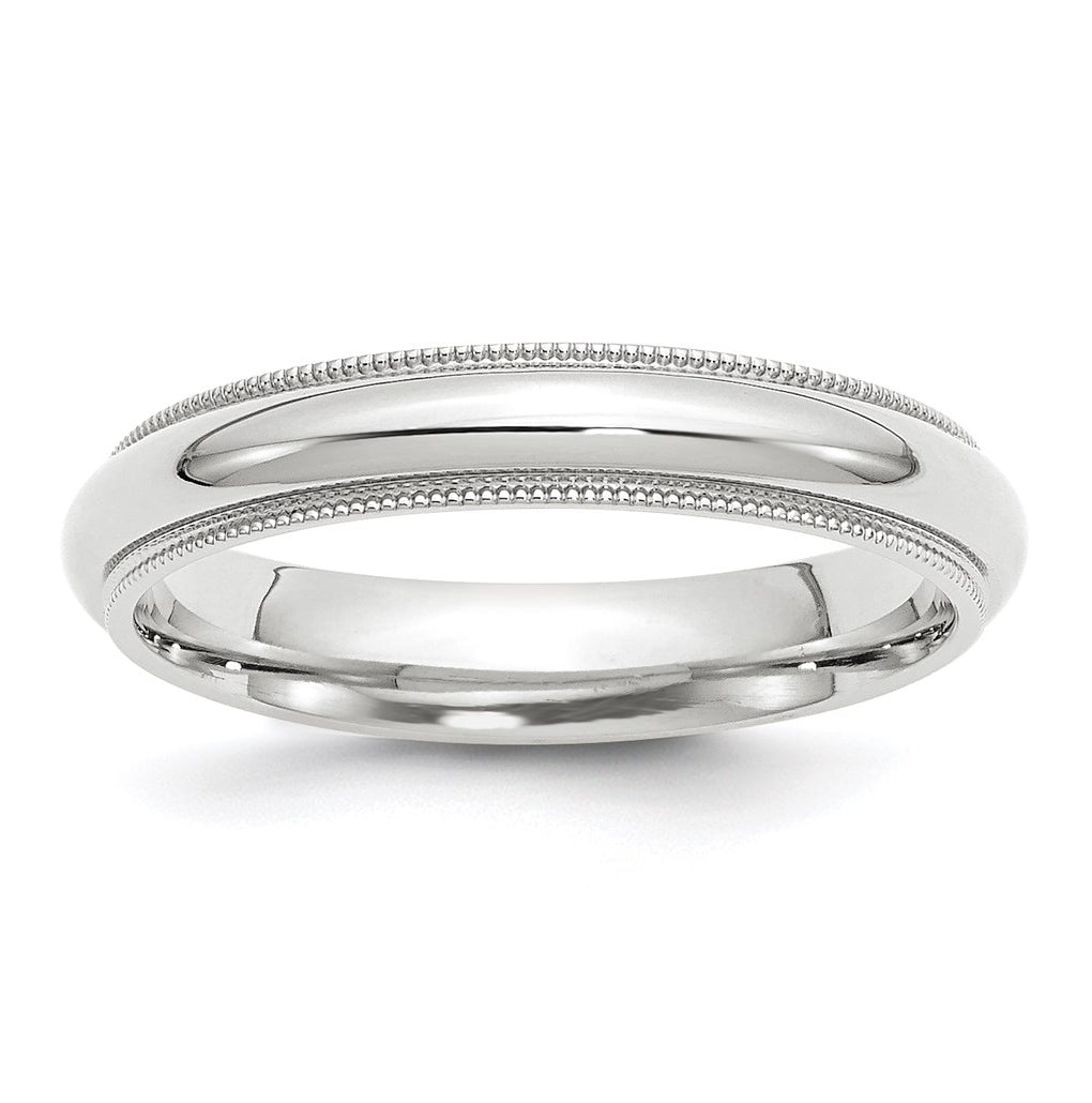 10k Yellow Or White Gold Milgrain Half Round Comfort Fit Wedding Band