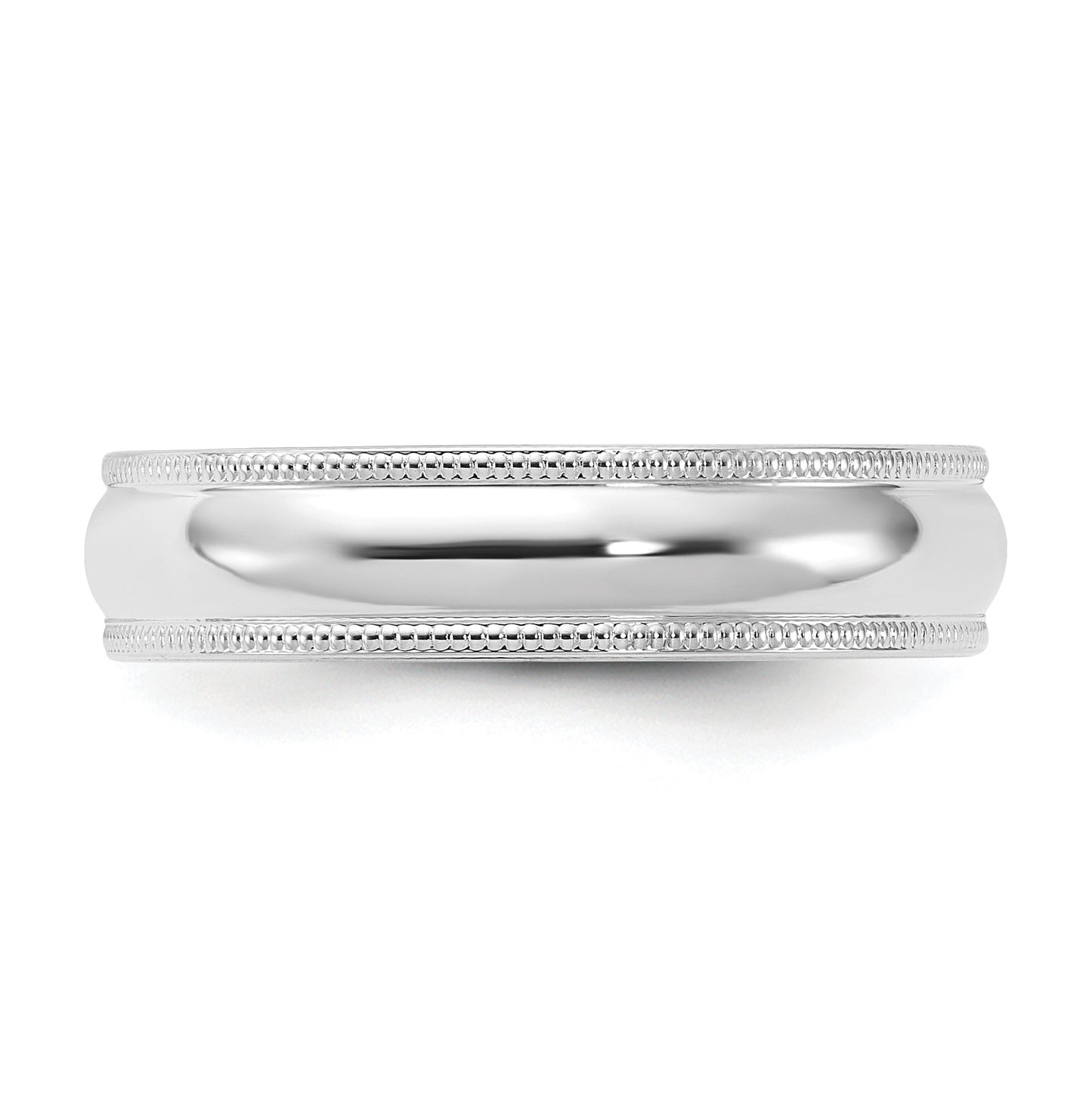 14k White Gold 5mm Milgrain Half Round Comfort Fit Wedding Band Size 5