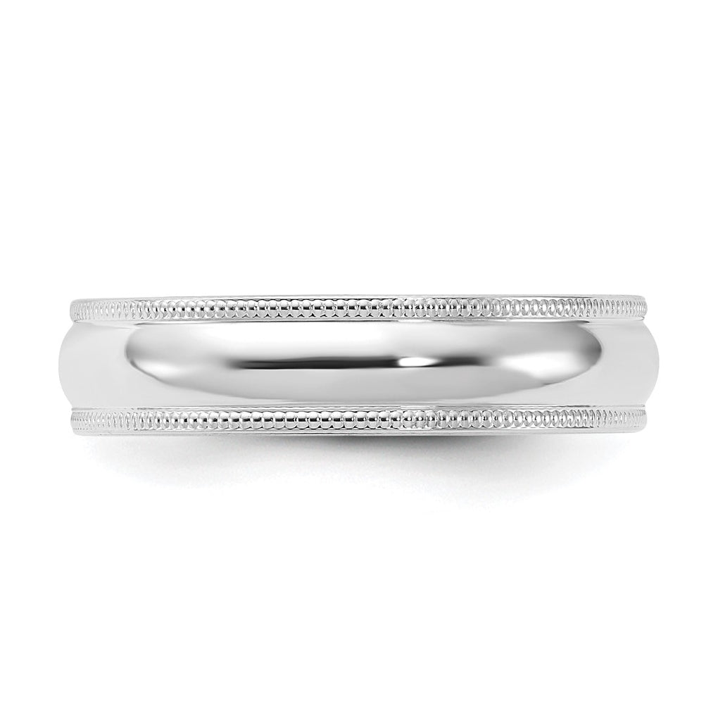 14k Yellow Or White Gold Milgrain Half Round Comfort Fit Wedding Band