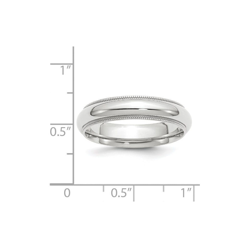 10k Yellow Or White Gold Milgrain Half Round Comfort Fit Wedding Band