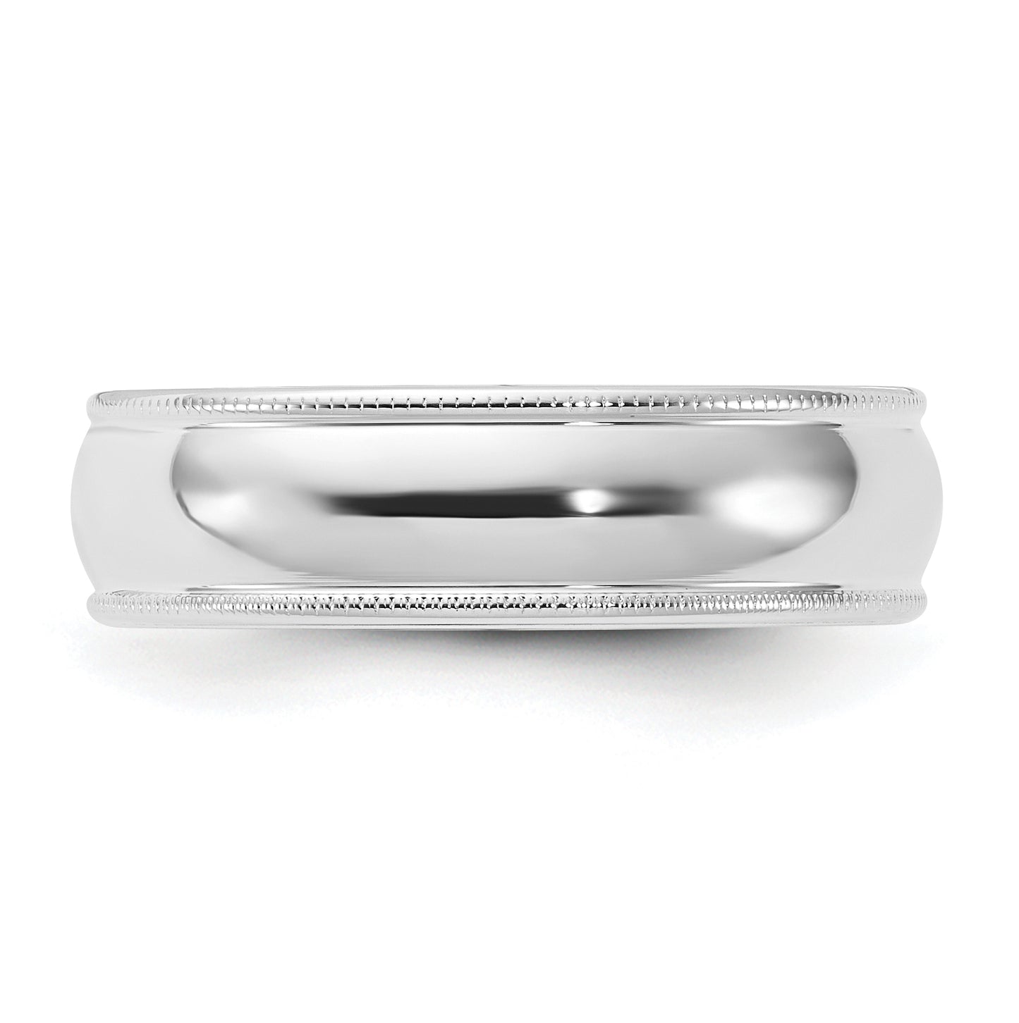 14k White Gold 6mm Milgrain Half Round Comfort Fit Wedding Band Size 4