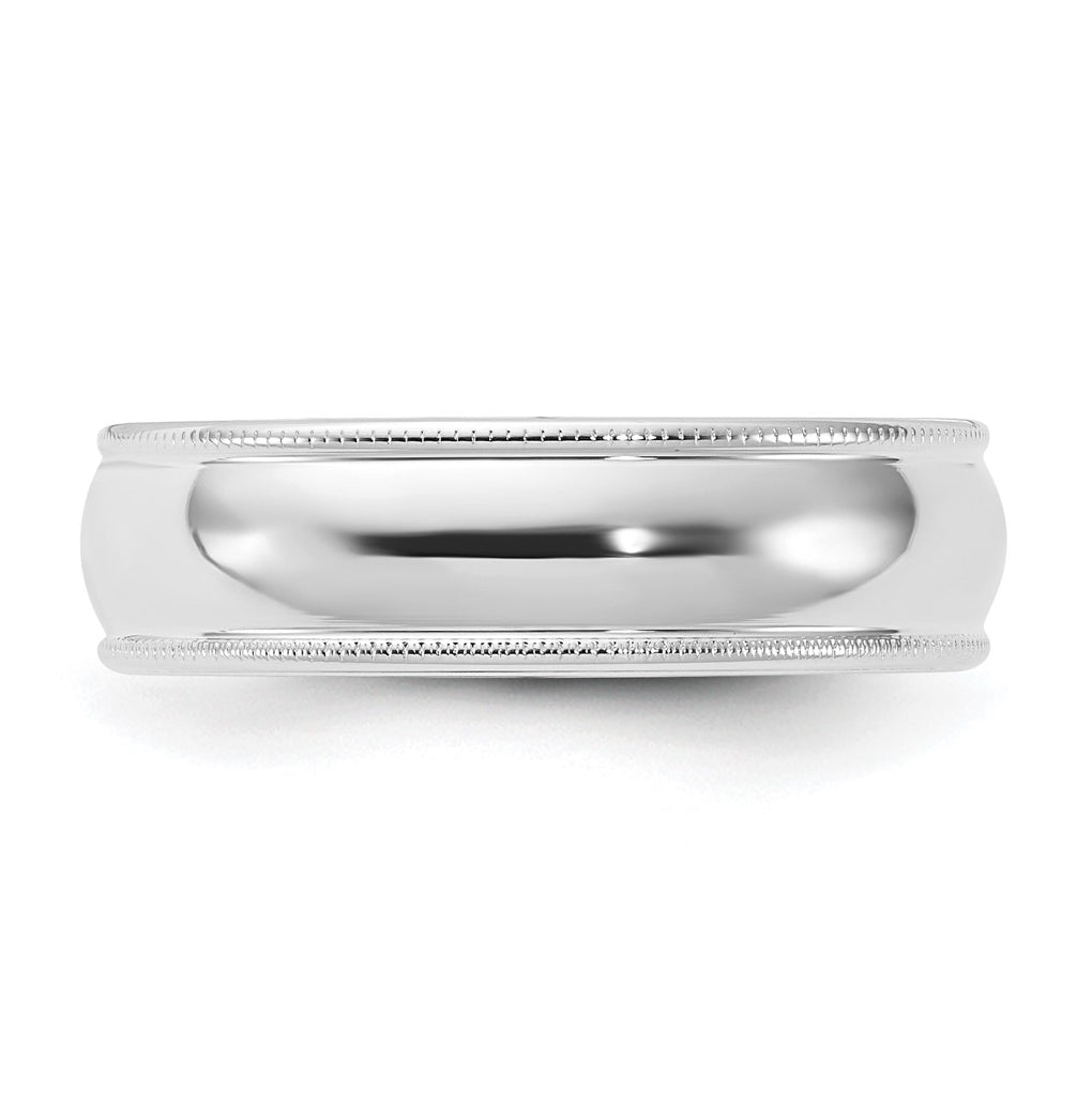 14k Yellow Or White Gold Milgrain Half Round Comfort Fit Wedding Band