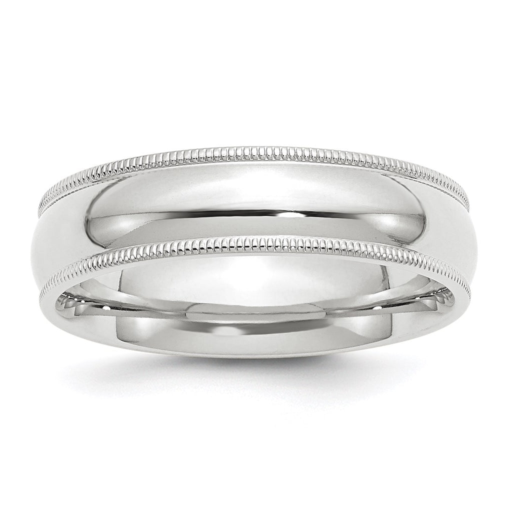 10k Yellow Or White Gold Milgrain Half Round Comfort Fit Wedding Band