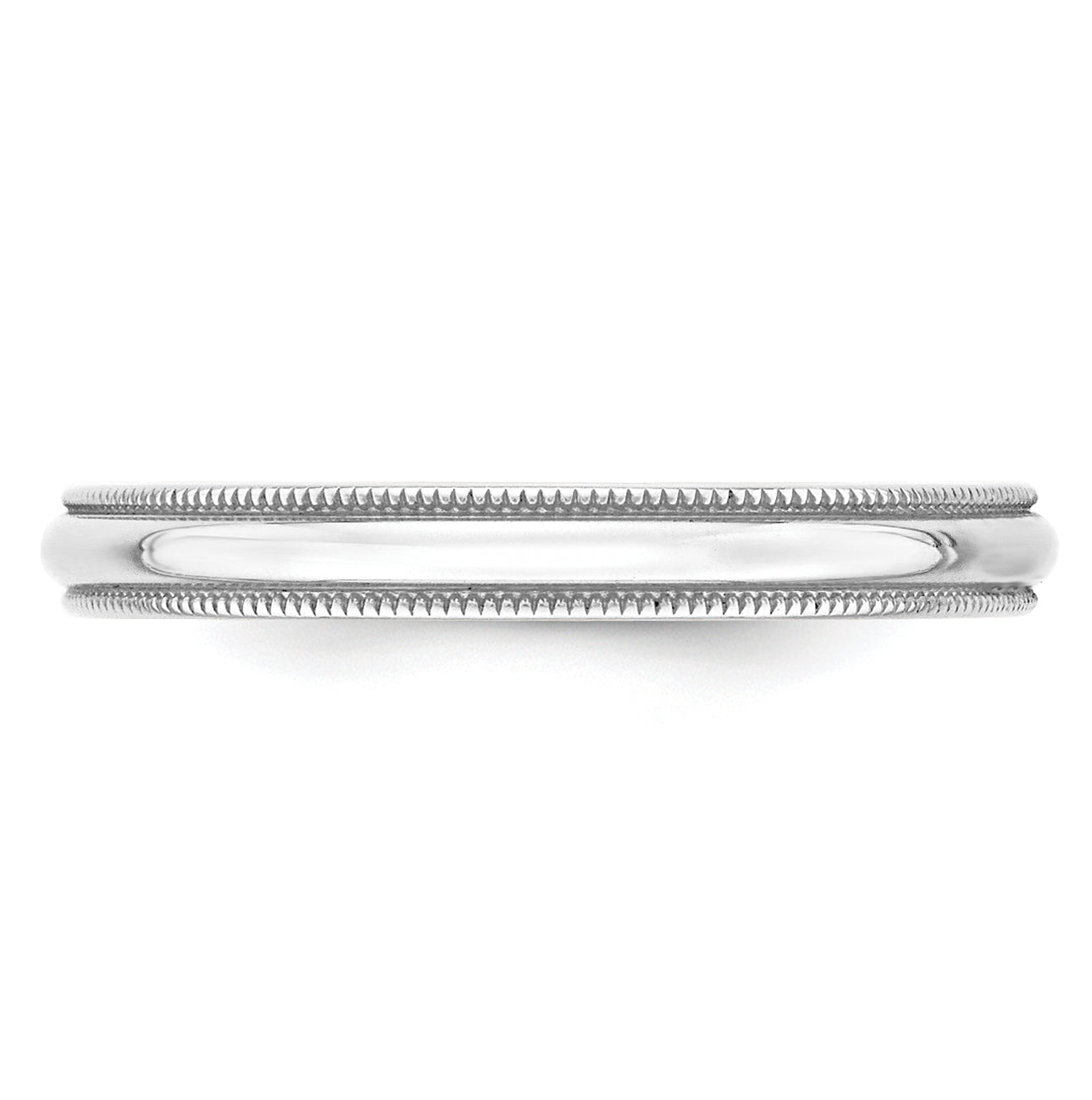 14k White Gold 3mm Lightweight Milgrain Half Round Wedding Band Size 5.5