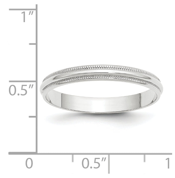 10k Yellow Or White Or Rose Gold Lightweight Milgrain Half Round Wedding Band