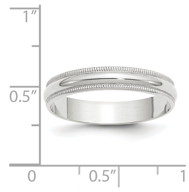 14k White Gold 4mm Lightweight Milgrain Half Round Wedding Band Size 5.5