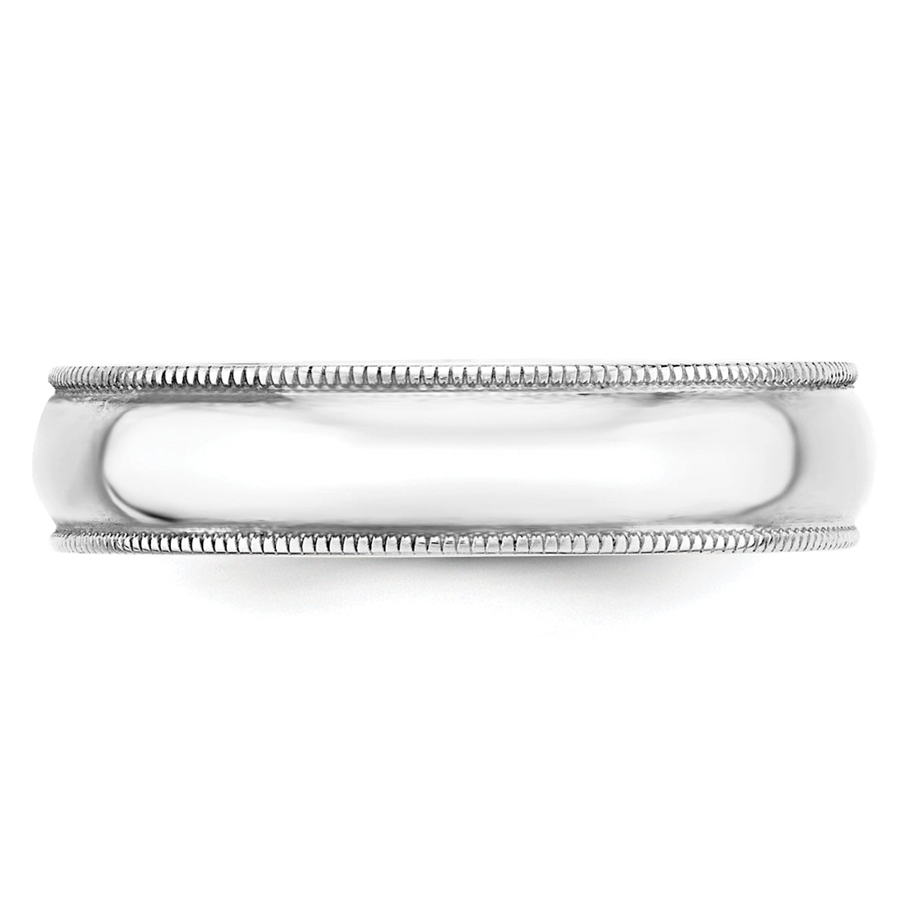 10k White Gold 5mm Lightweight Milgrain Half Round Wedding Band Size 4.5