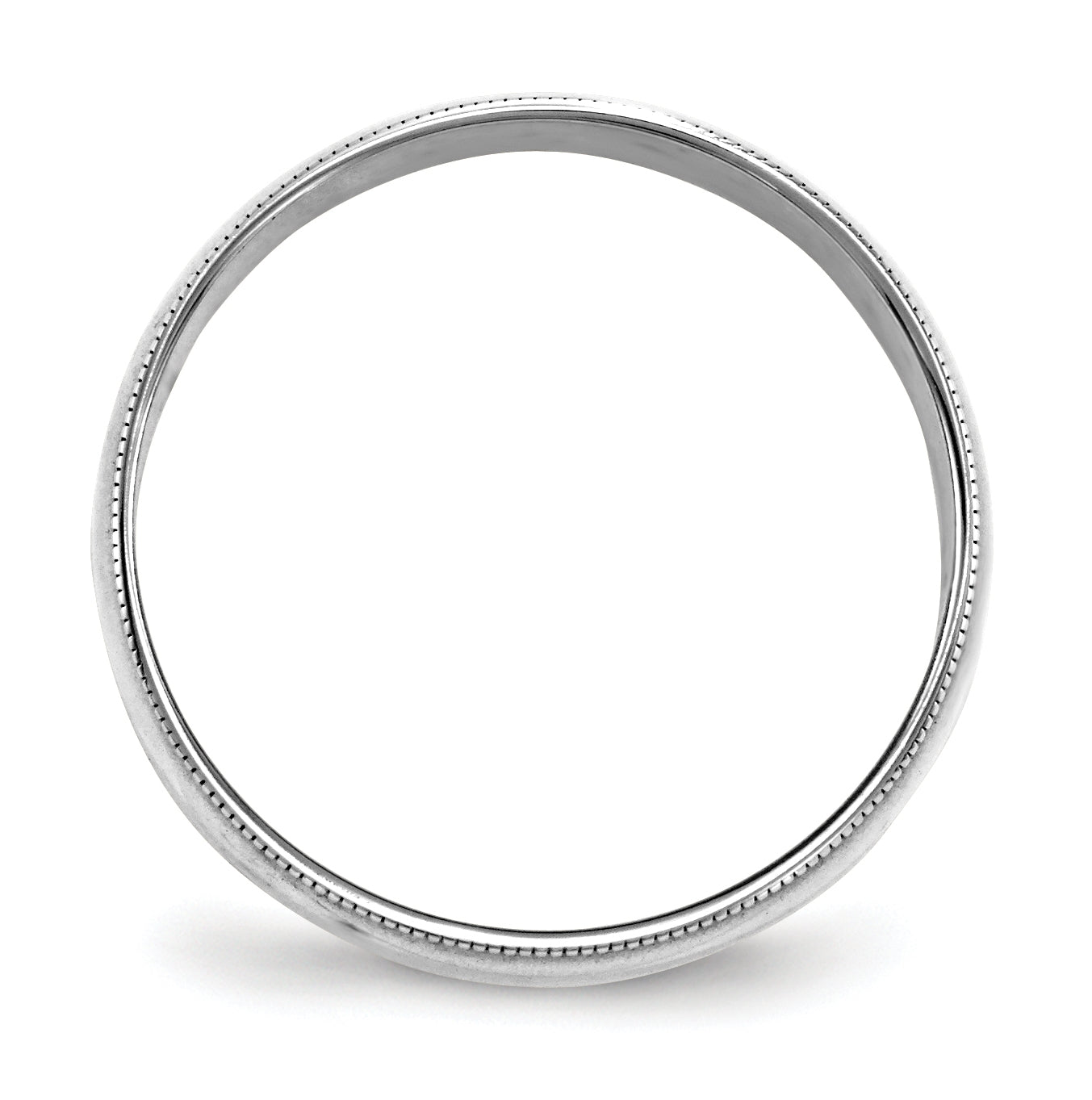 14k White Gold 6mm Lightweight Milgrain Half Round Wedding Band Size 4