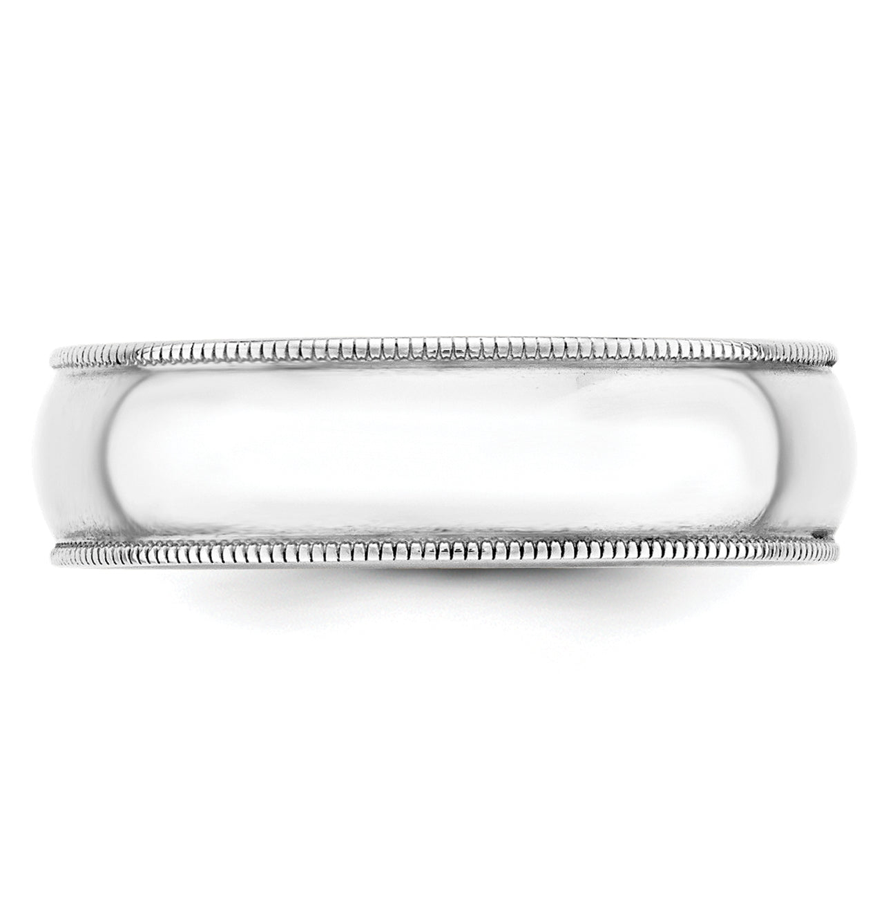 14k White Gold 6mm Lightweight Milgrain Half Round Wedding Band Size 5.5