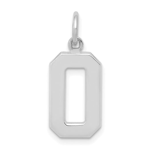 14K White Gold  Medium Polished Number 0 Charm