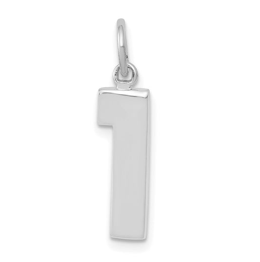 14K White Gold  Medium Polished Number 1 Charm