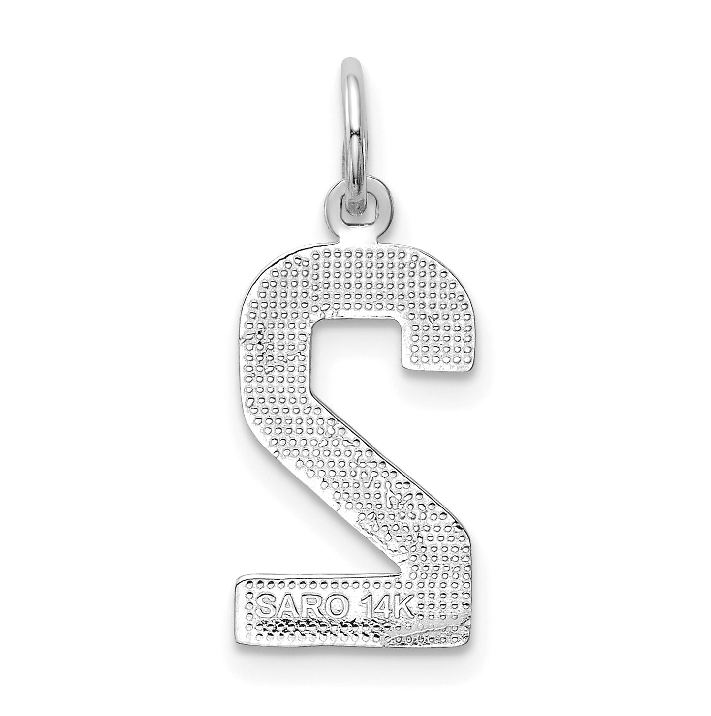 14K White Gold  Medium Polished Number 2 Charm