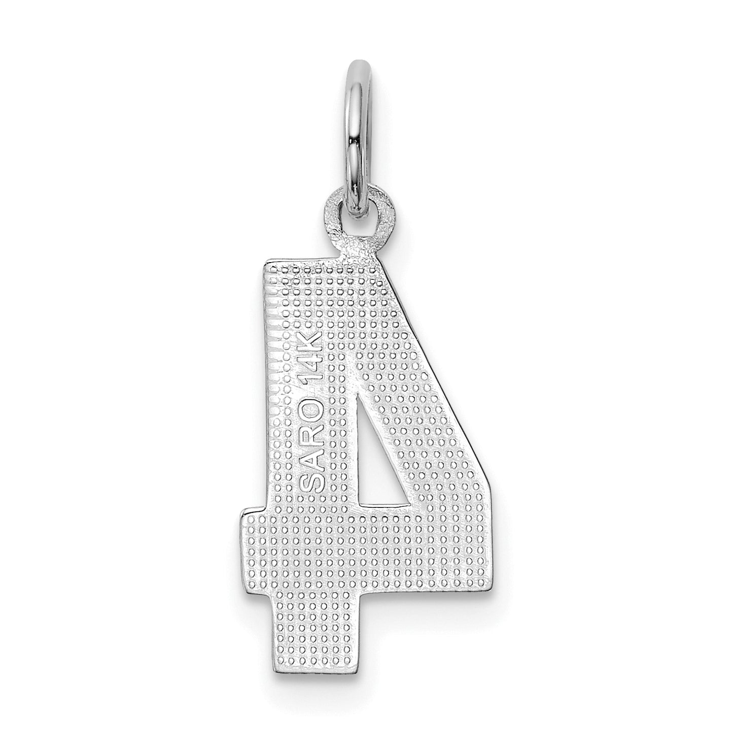 14K White Gold  Medium Polished Number 4 Charm