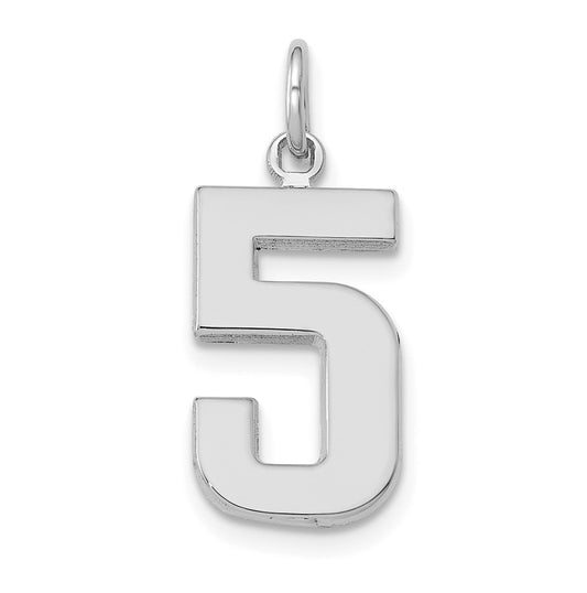 14K White Gold Medium Polished Number 5 Charm