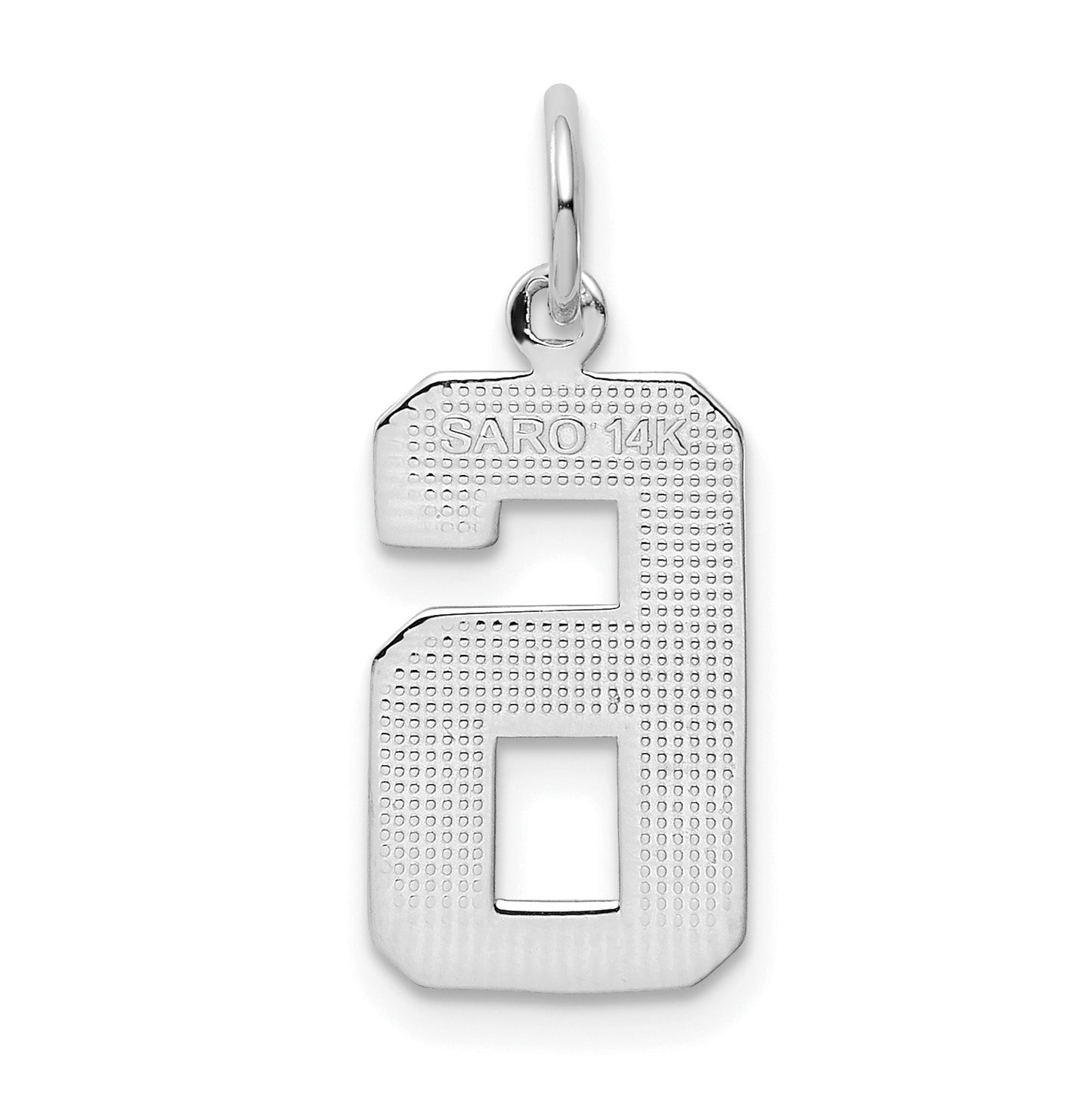 14K White Gold Medium Polished Number 6 Charm