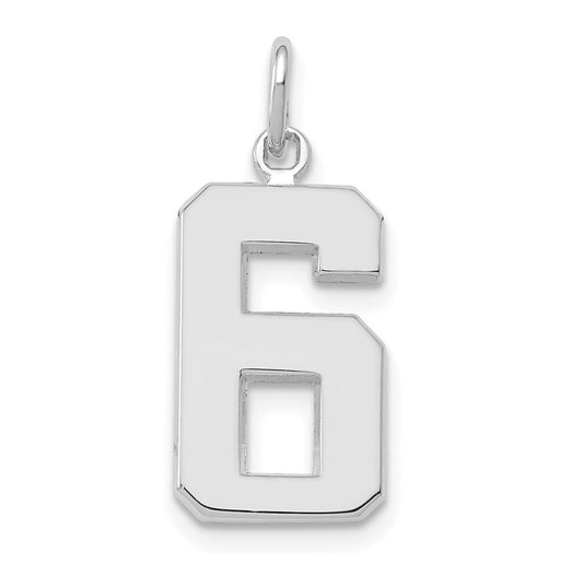 14K White Gold Medium Polished Number 6 Charm