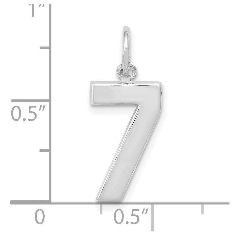 14K White Gold Medium Polished Number 7 Charm