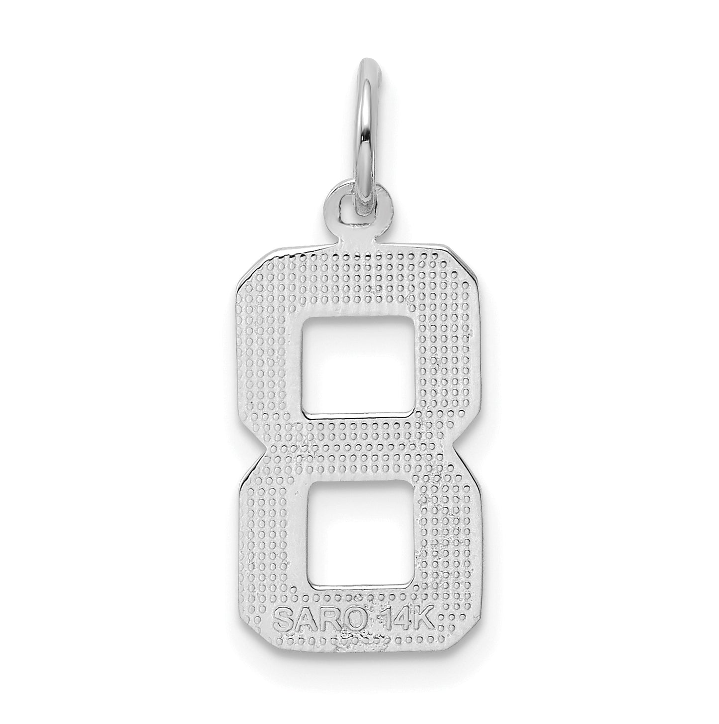 14K White Gold Medium Polished Number 8 Charm