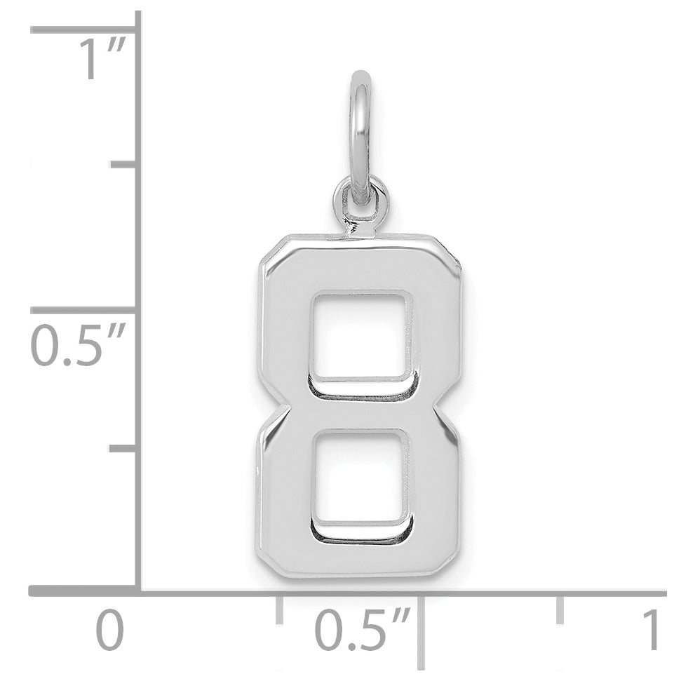 14K White Gold Medium Polished Number 8 Charm
