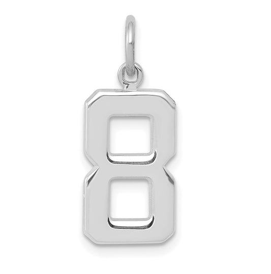 14K White Gold Medium Polished Number 8 Charm