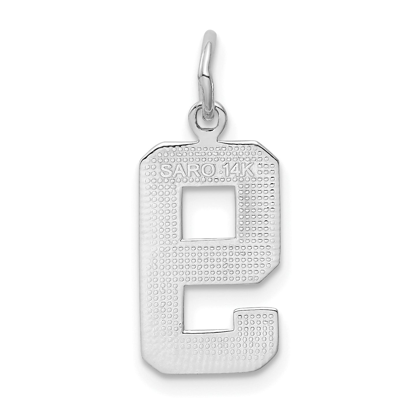 14K White Gold Medium Polished Number 9 Charm