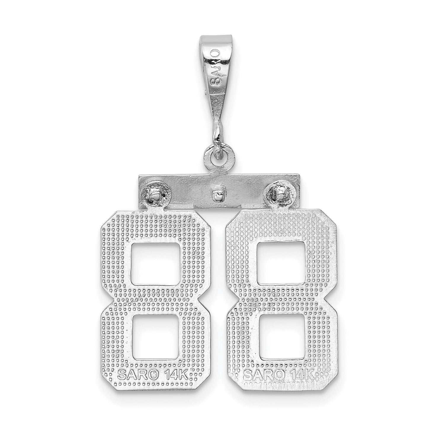 14K White Gold Medium Polished Number 88 Charm
