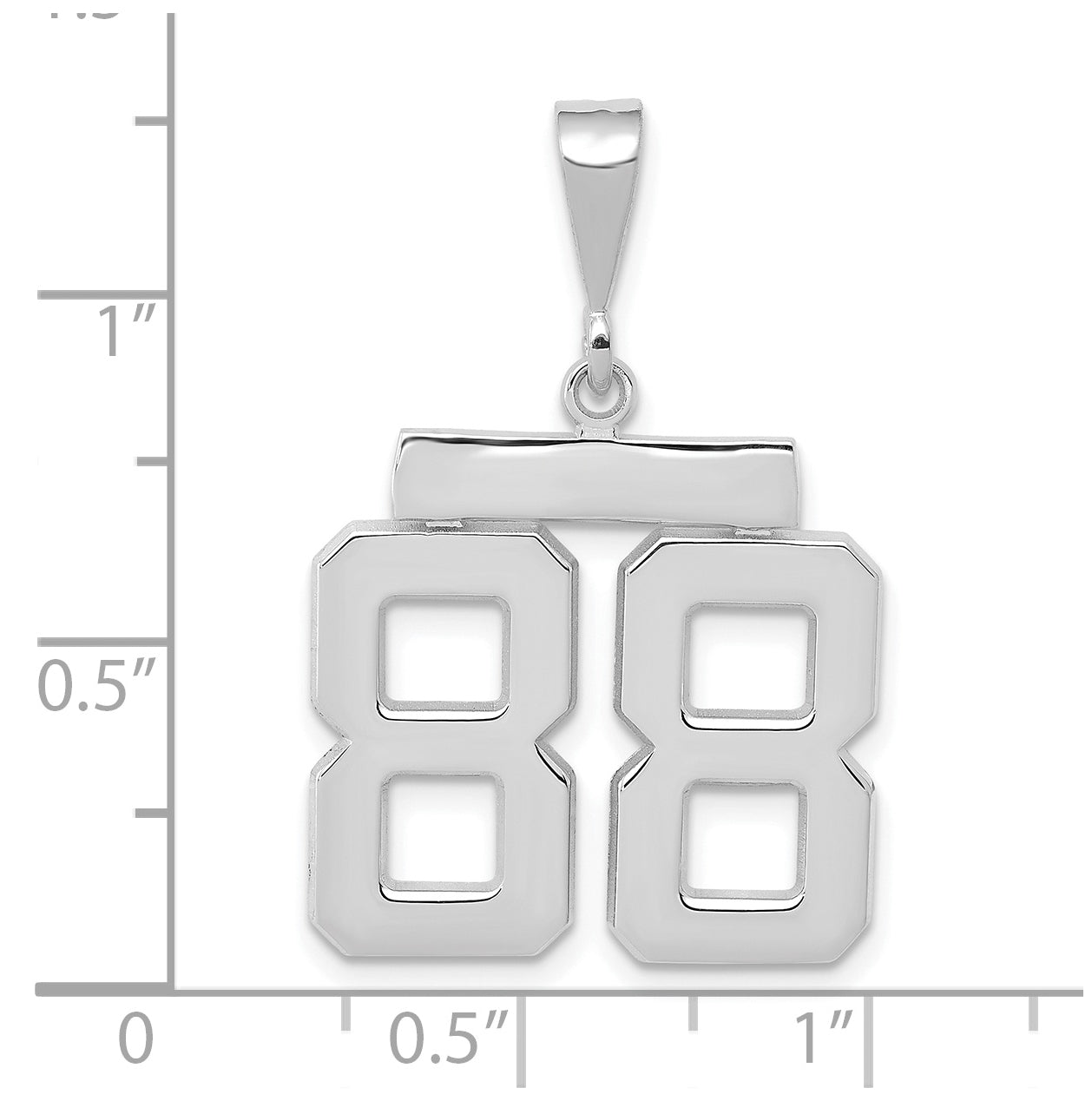 14K White Gold Medium Polished Number 88 Charm