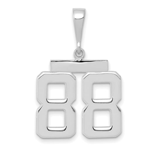 14K White Gold Medium Polished Number 88 Charm