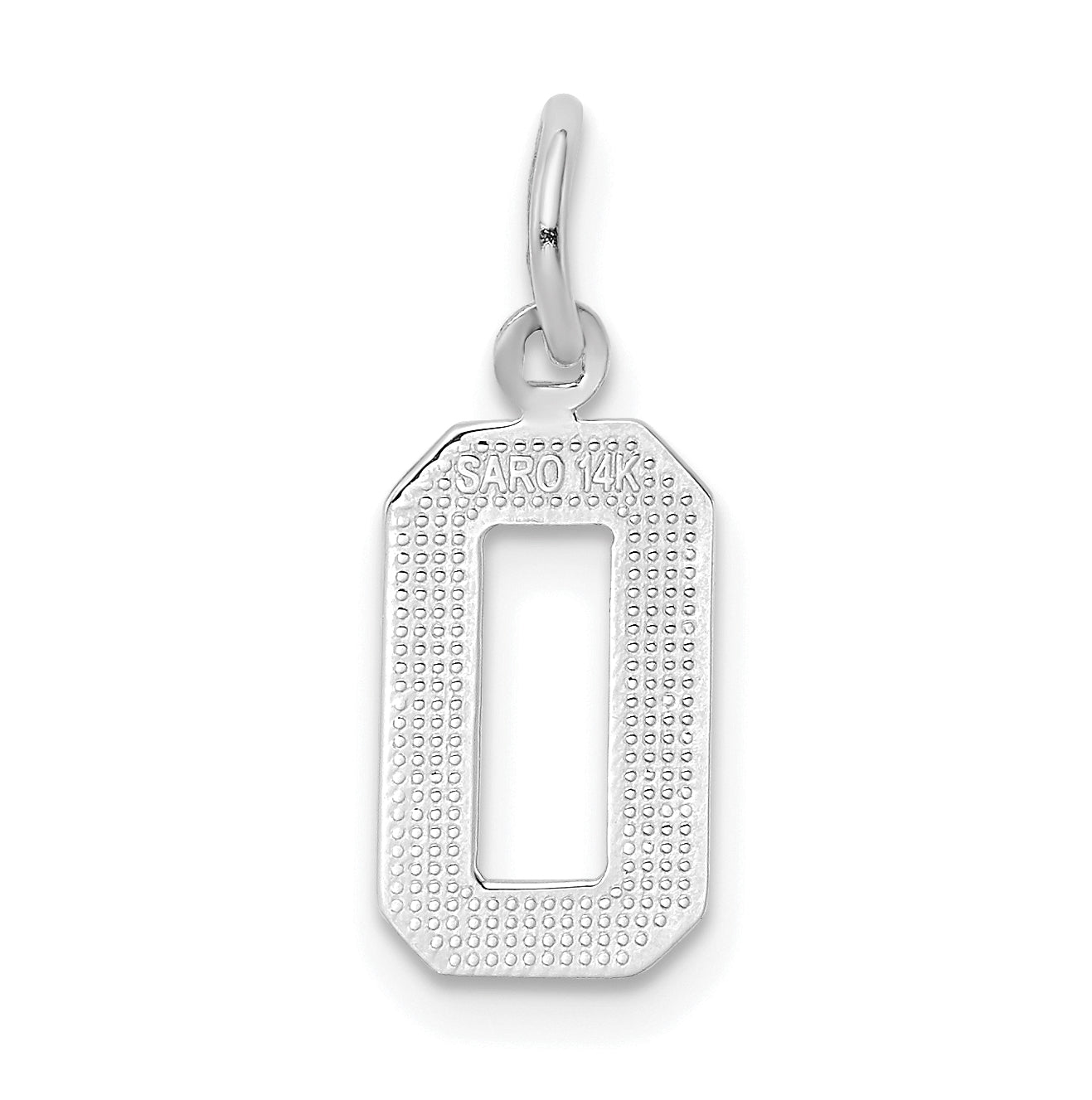 14K White Gold Small Polished Number 0 Charm