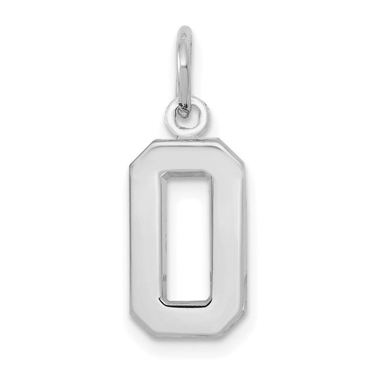 14K White Gold Small Polished Number 0 Charm