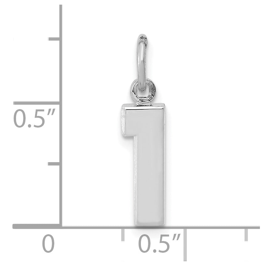 14K White Gold Small Polished Number 1 Charm