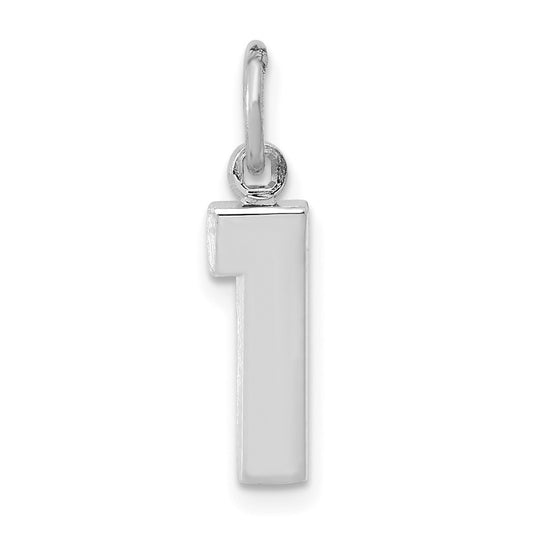 14K White Gold Small Polished Number 1 Charm