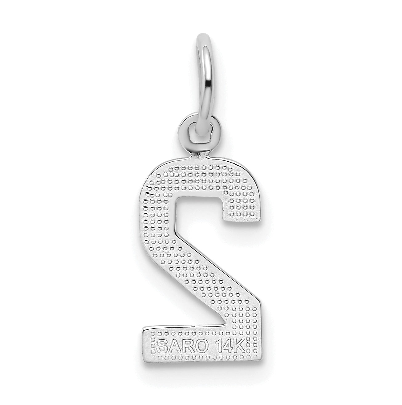 14K White Gold Small Polished Number 2 Charm