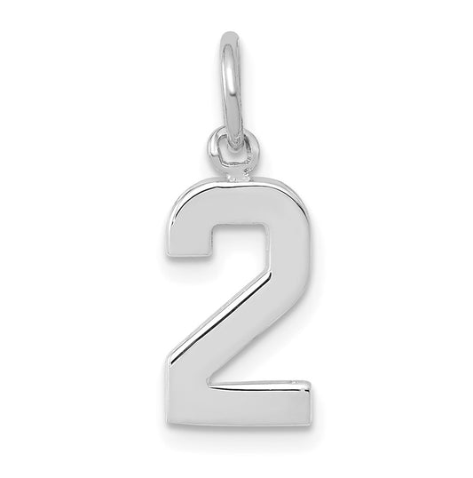 14K White Gold Small Polished Number 2 Charm