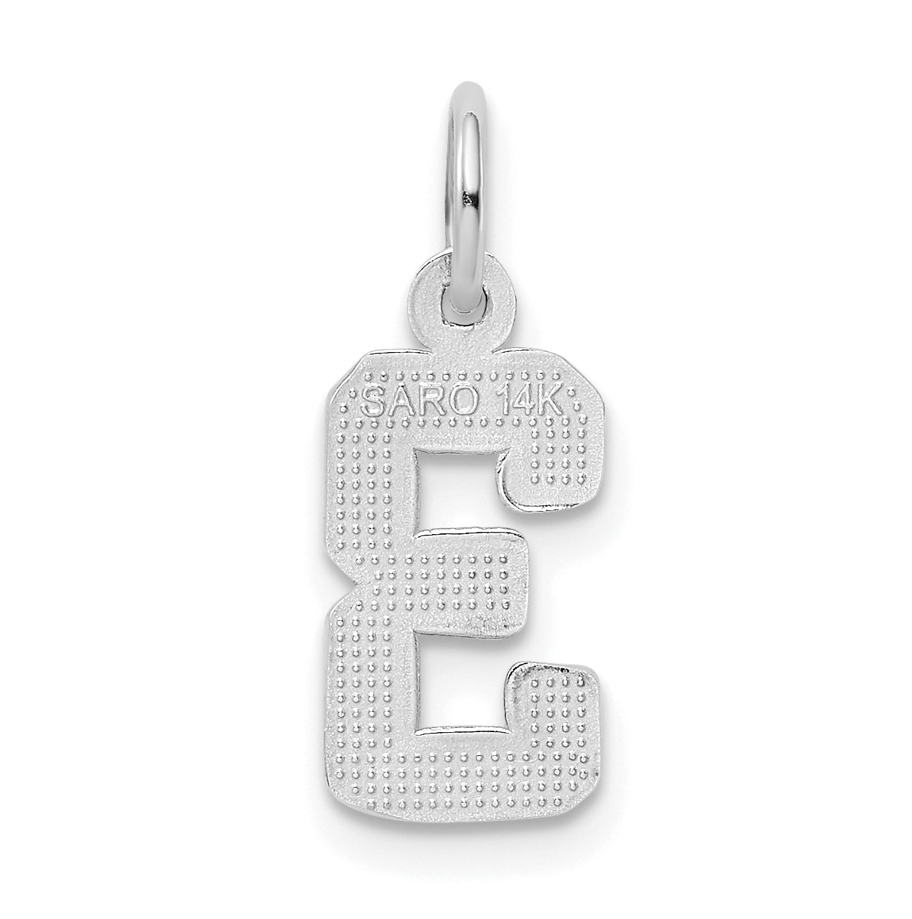 14K White Gold Small Polished Number 3 Charm