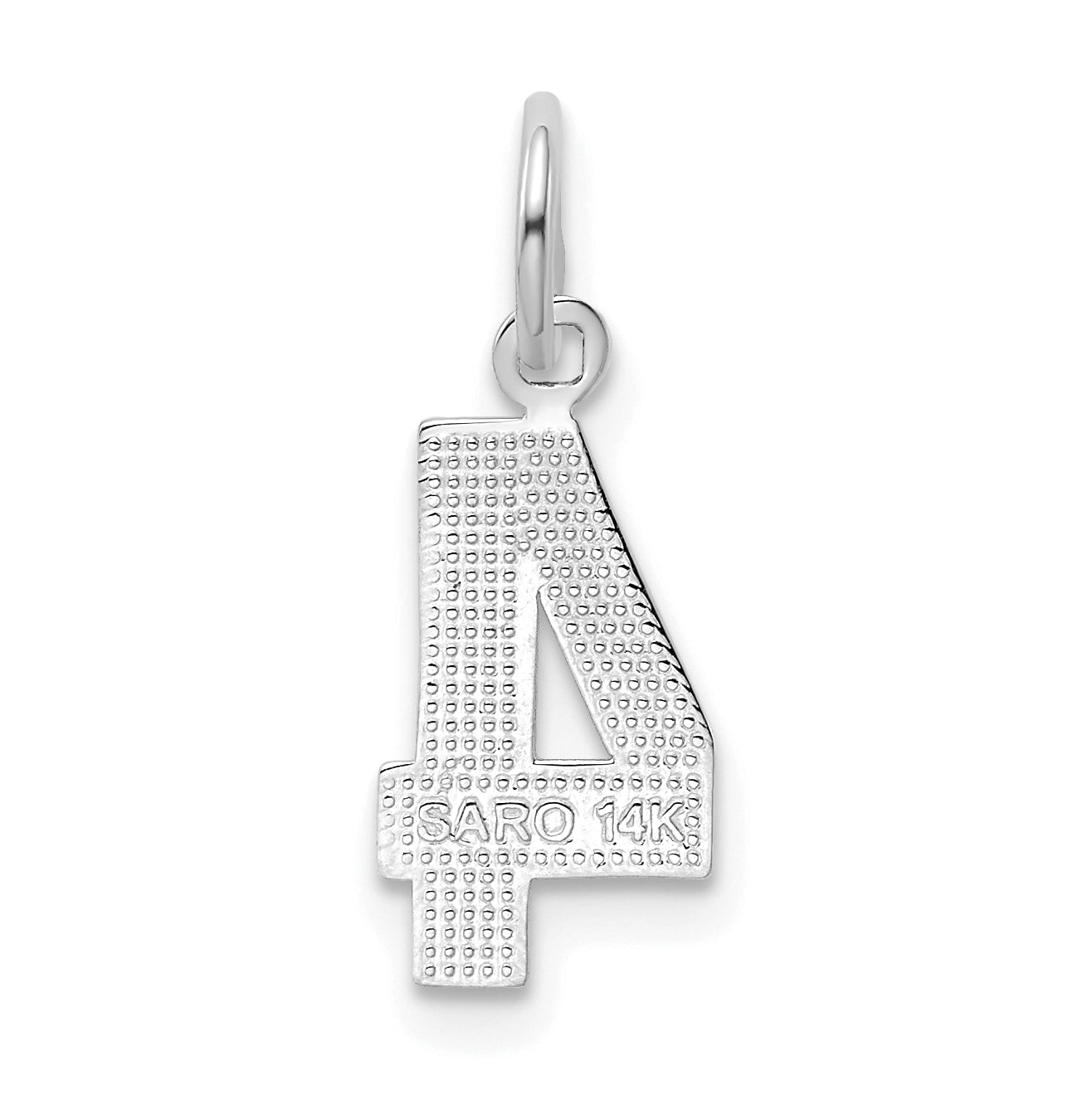 14K White Gold Small Polished Number 4 Charm