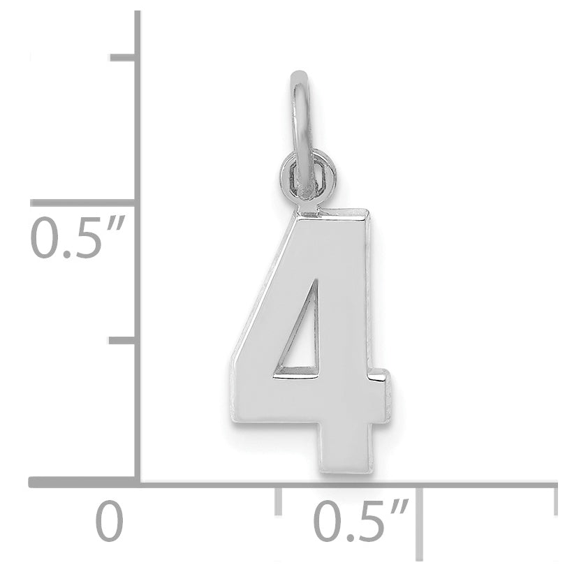 14K White Gold Small Polished Number 4 Charm