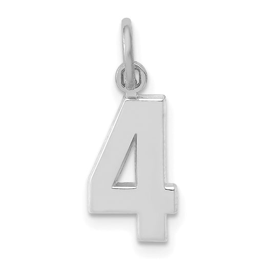 14K White Gold Small Polished Number 4 Charm
