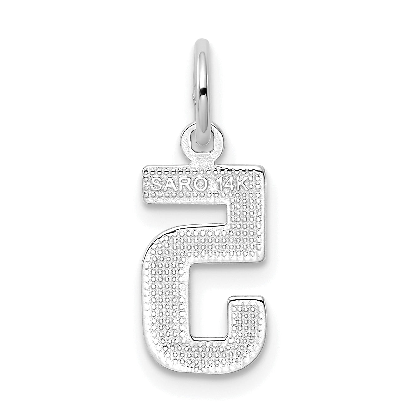 14K White Gold Small Polished Number 5 Charm