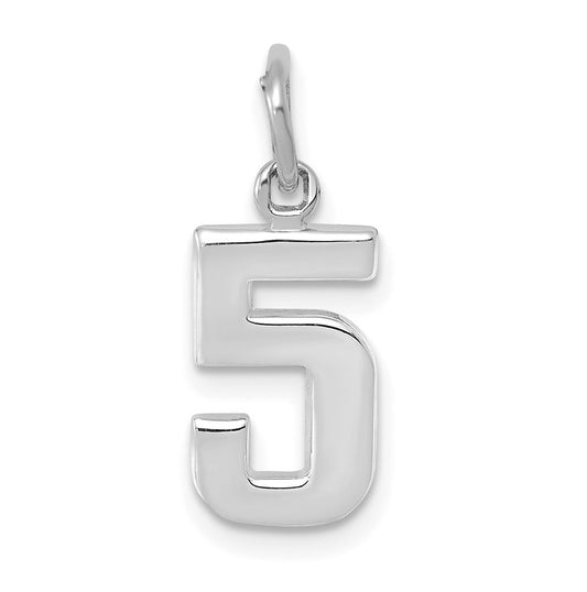 14K White Gold Small Polished Number 5 Charm