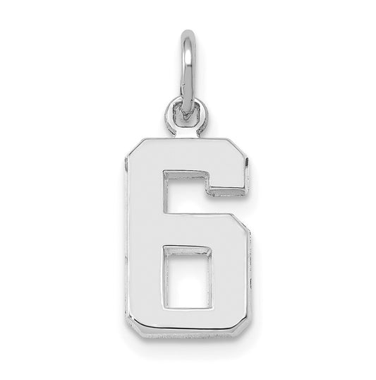 14K White Gold Small Polished Number 6 Charm
