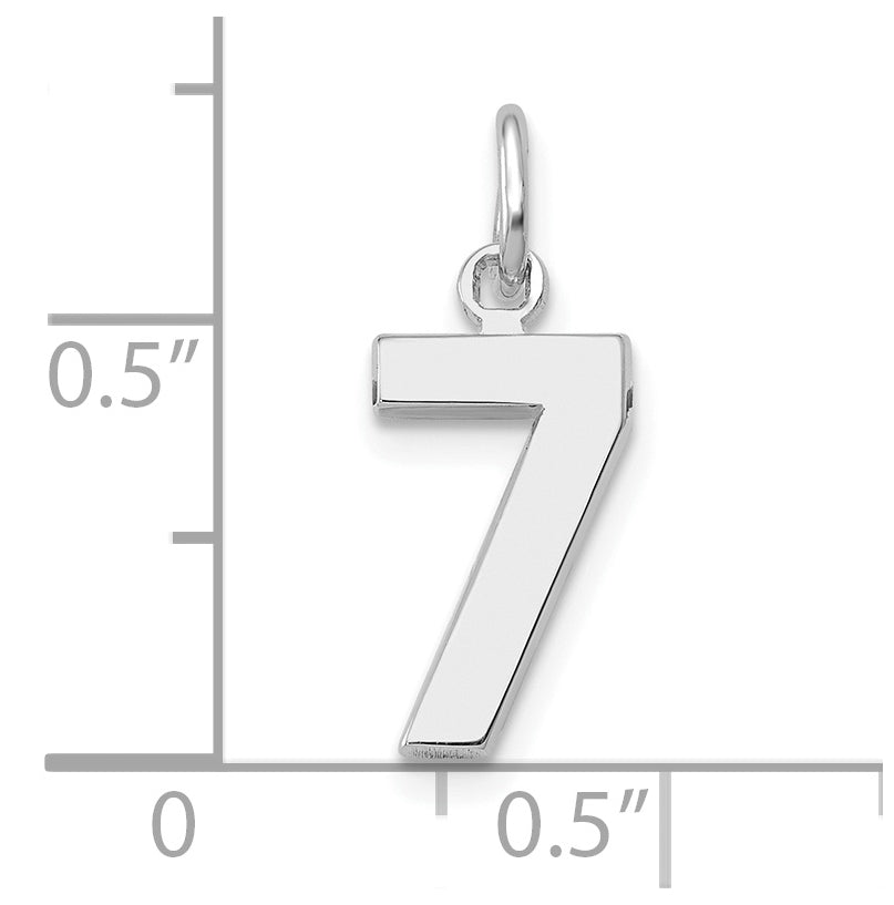 14K White Gold Small Polished Number 7 Charm