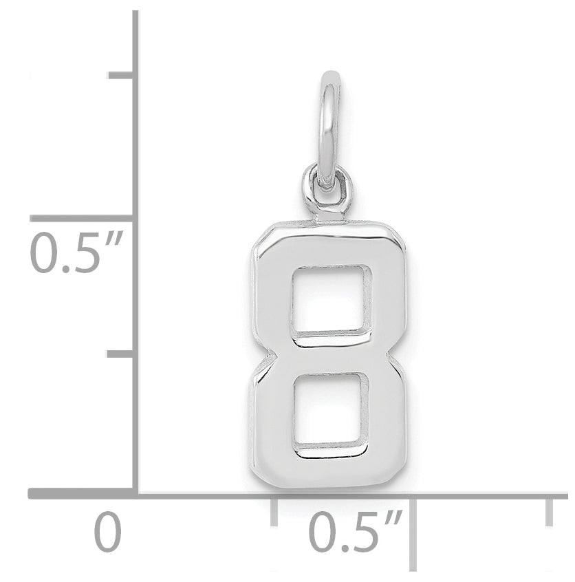 14K White Gold Small Polished Number 8 Charm