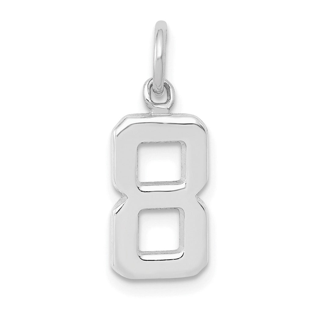 14K White Gold Small Polished Number 8 Charm