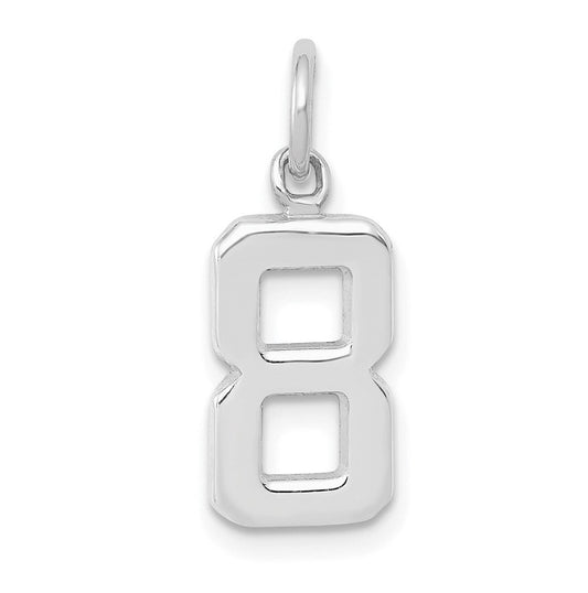 14K White Gold Small Polished Number 8 Charm