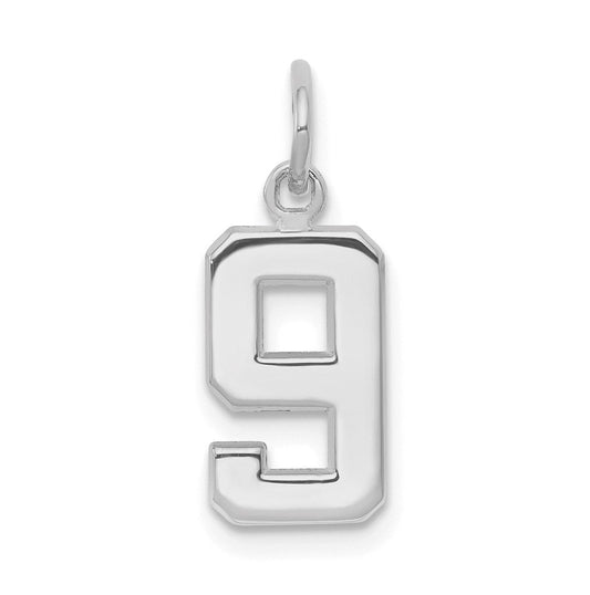 14K White Gold Small Polished Number 9 Charm