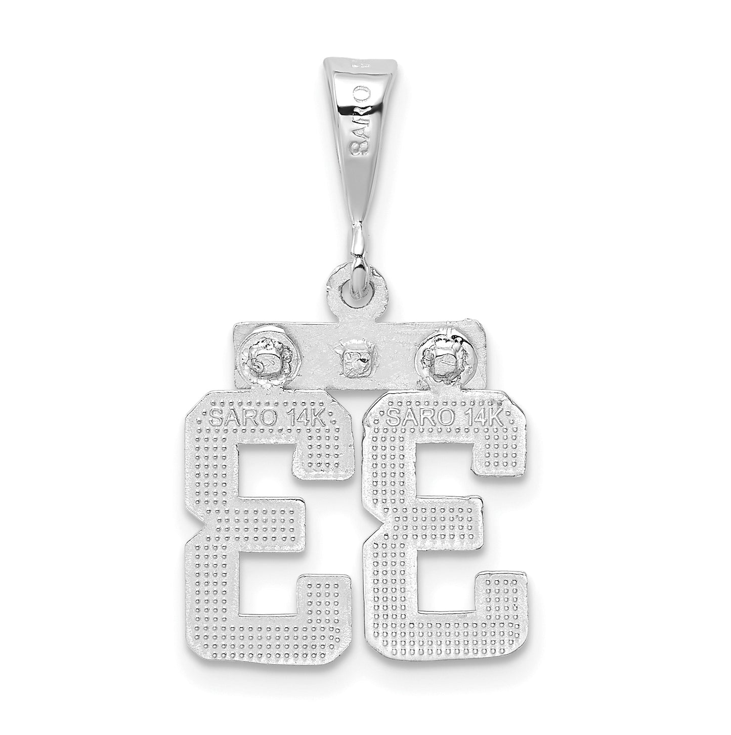 14K White Gold Small Polished Number 33 Charm